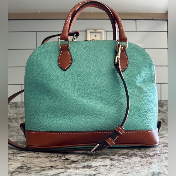 Dooney & Bourke Pebble Grain Zip Zip Satchel in Teal - Picture 3 of 15